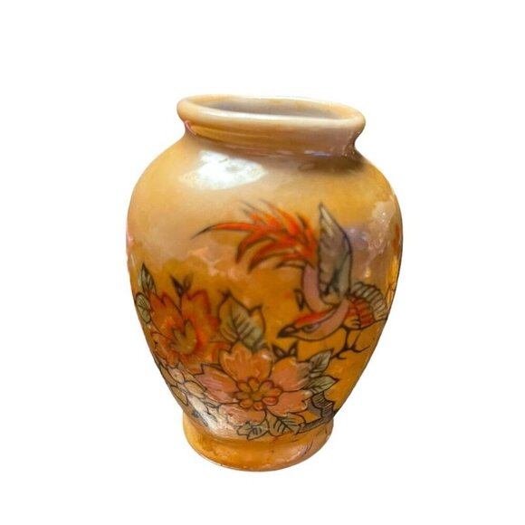 Vintage Hand-Painted Floral & Birds Mini Porcelain Vase Made In Occupied Japan - Picture 4 of 9